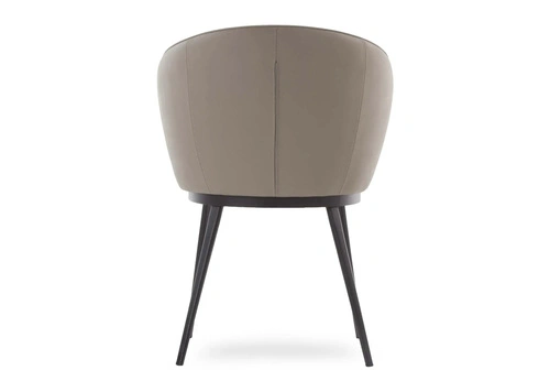 Krzesło tapicerowane Nirro Arm ekoskóra taupe nowoczesne do jadalni z podłokietnikami