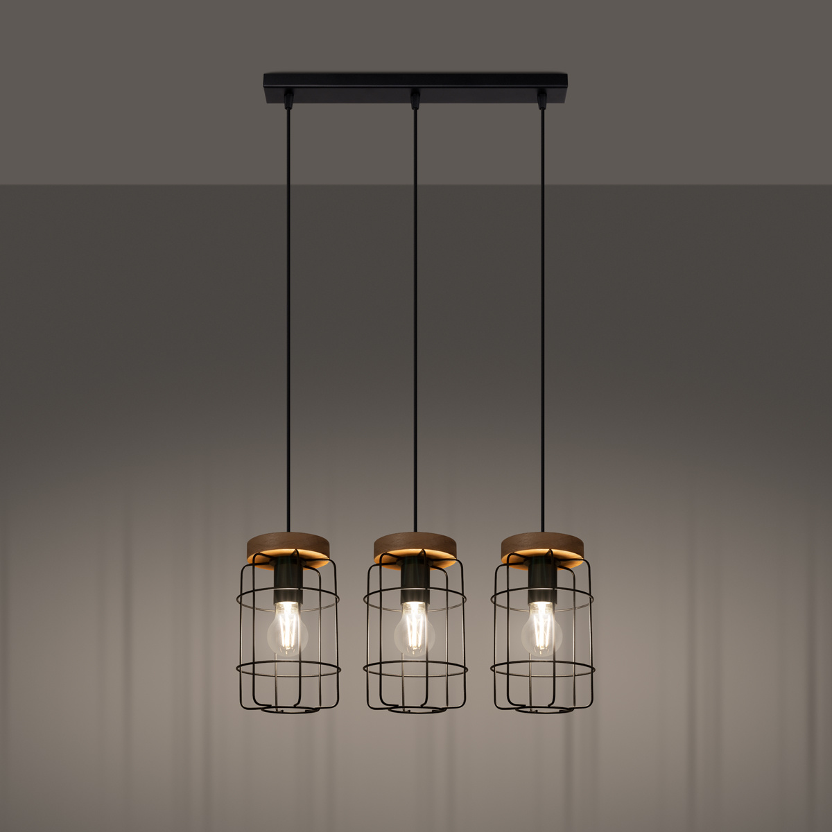 Lampa wisząca GOTTO 3L czarna industrialna nad stół do salonu i jadalni metalowa 160 cm