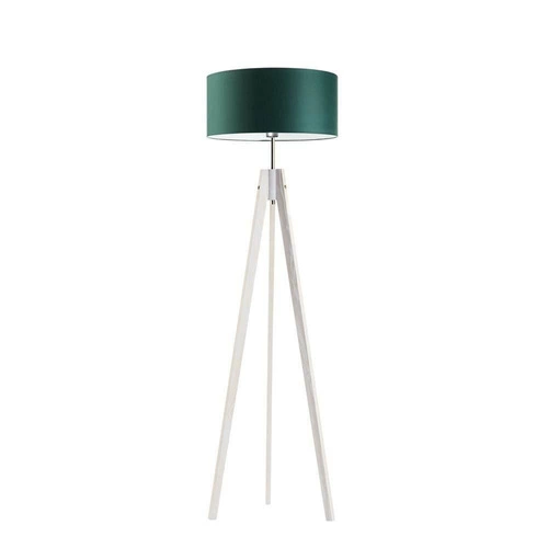Lampa podłogowa HAITI abażur zieleń butelkowa stelaż biały