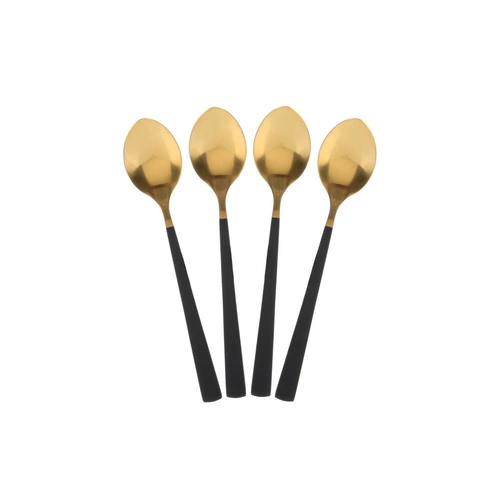 Zestaw sztućców Cerise złote i czarne ze stali nierdzewnej 16 elementów Intesi glamour