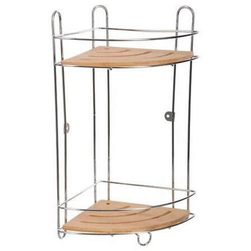 Półka łazienkowa narożna Venterra Bambus 5five simply smart pod prysznic z bambusa i metalu