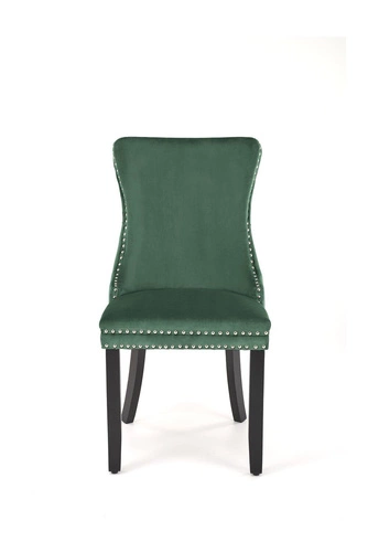 Krzesło tapicerowane Iridionne Velvet ciemny zielony do jadalni welurowe na drewnianych nogach