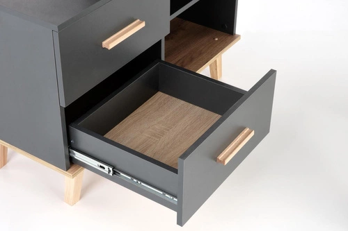 Biurko do pracy z szufladami Exena dąb wotan antracyt nowoczesne regulowane Intesi