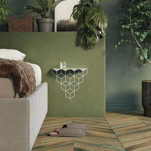 Nowoczesna biała półka ścienna Stiga POLYHEDRA metalowa na książki i dekoracje 37 cm