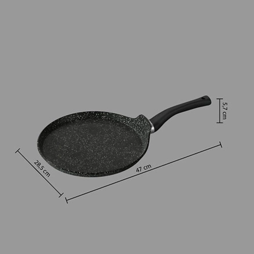 Patelnia na naleśniki aluminiowa kuta 28  cm czarna