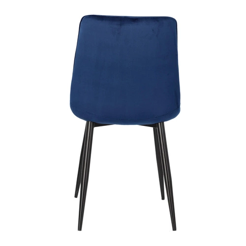 Krzesło do jadalni Plaid Intesi tapicerowane welurowe granatowe nowoczesne czarne nogi
