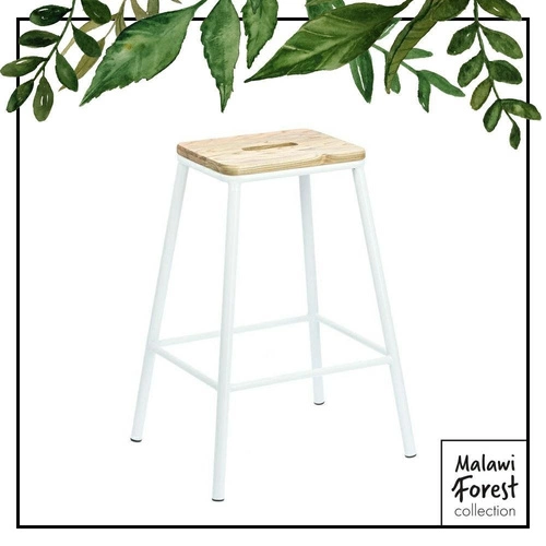 Hoker Seattle White 66 cm drewniany bez oparcia do kuchni i jadalni biały Intesi