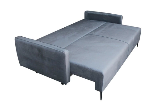 Sofa rozkładana Arosa Intesi welurowa szara z funkcją spania i pojemnikiem do salonu