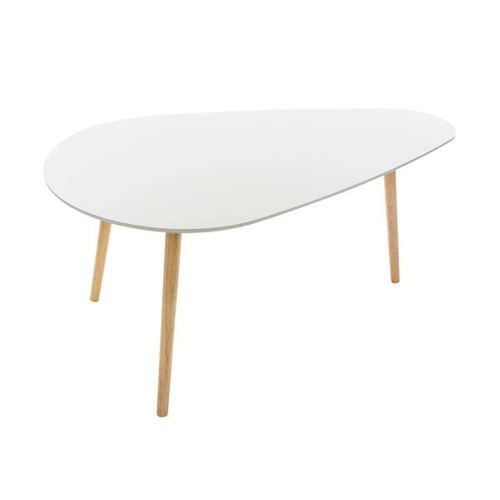 Zestaw 2 białych stolików kawowych Mileo L drewnianych do salonu skandynawskich