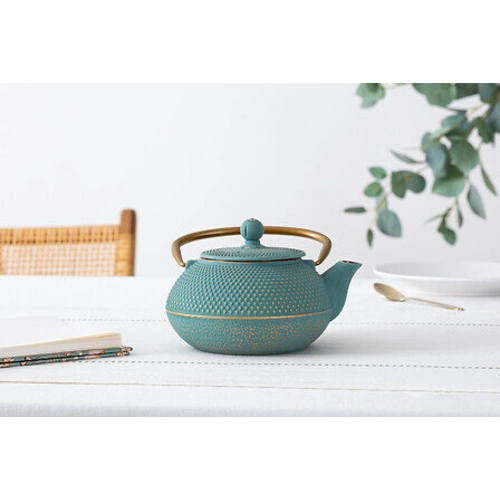 Imbryk żeliwny Jade 800ml turkusowy/złoty