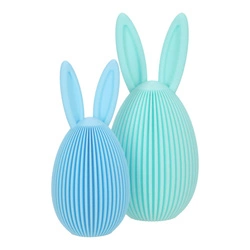 Zestaw 2 figurek wielkanocnych jajek Intesi turkusowe i niebieskie na stół lub parapet 17 cm