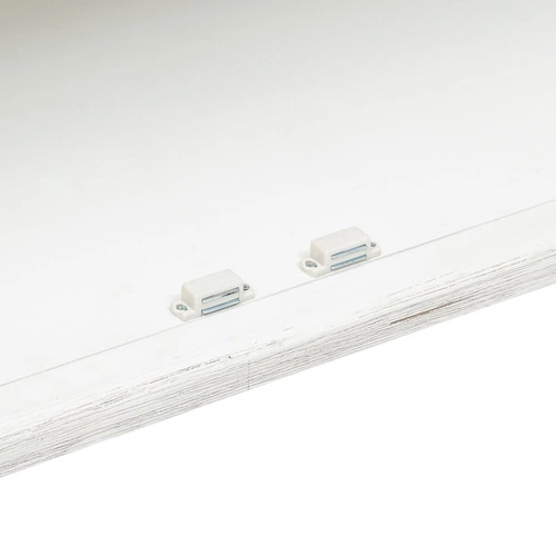 Komoda biała Olbia 110 cm prowansalska z naturalnym blatem drewnianym do salonu Atmosphera