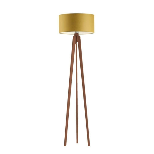 Lampa podłogowa MIAMI abażur musztardowy stelaż mahoniowy