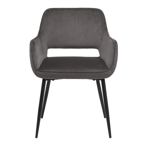 Krzesło do jadalni Ranja Actona tapicerowane szare z podłokietnikami nowoczesne glamour