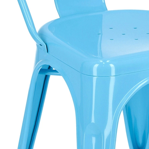 Krzesło metalowe Paris niebieskie inspirowane Tolix do jadalni i kuchni industrialne D2.DESIGN