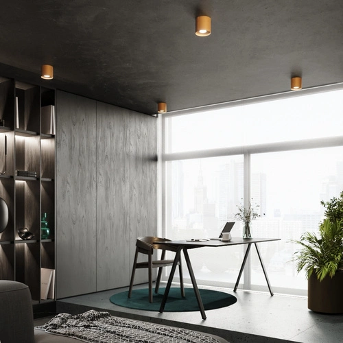 Plafon sufitowy MIKA złoty minimalistyczny aluminiowy do salonu i sypialni SOLLUX