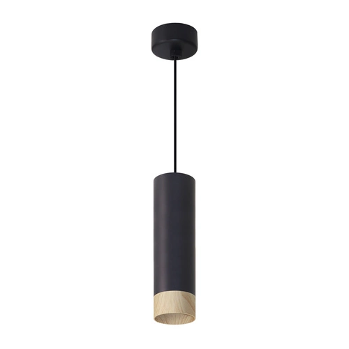 Lampa wisząca Conti czarny 1x15W GU10  klosz czarny+drewniany
