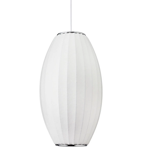 Lampa wisząca SILK BARREL biała 60 cm nowoczesna regulowana do salonu i jadalni