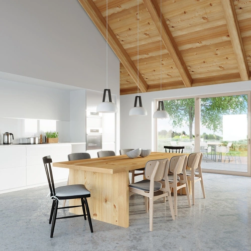 Lampa wisząca CASCO nowoczesna biała do salonu i jadalni drewno metal 30 cm