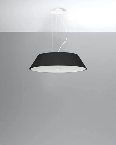 Żyrandol nowoczesny czarny Vega 60 do salonu i kuchni z tkaniny i szkła 5-punktowy