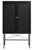 Komoda wysoka Pensacola czarna rattanowa na nóżkach do salonu