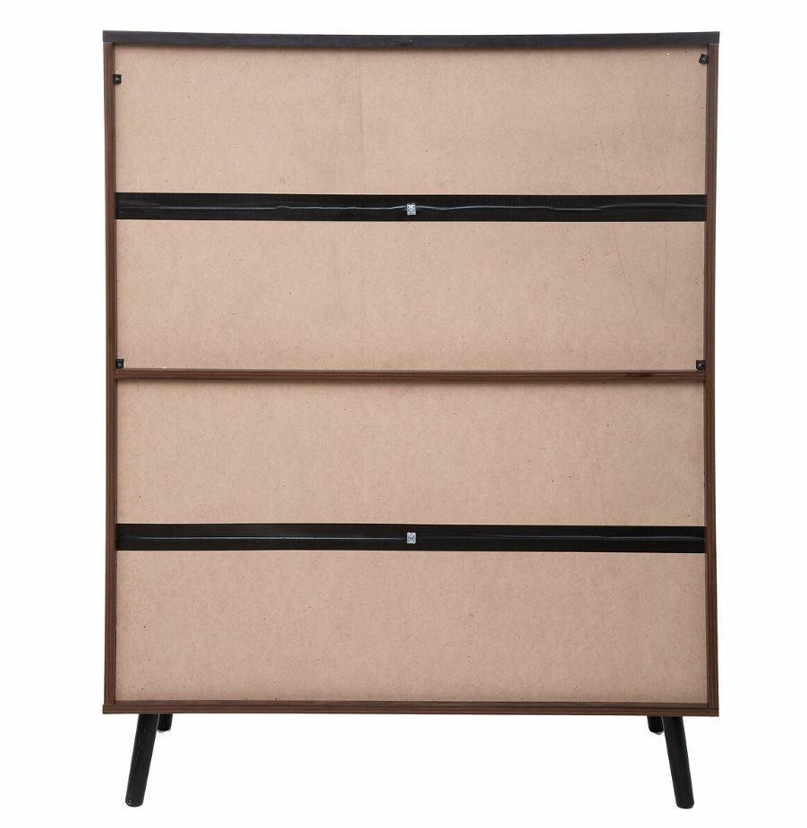 Komoda Asmar wysoka brązowa nowoczesna z półkami na nóżkach do salonu i sypialni 100 cm