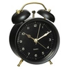 Budzik Gaston czarny metalowy cichy mechanizm vintage do sypialni Atmosphera 13x9 cm