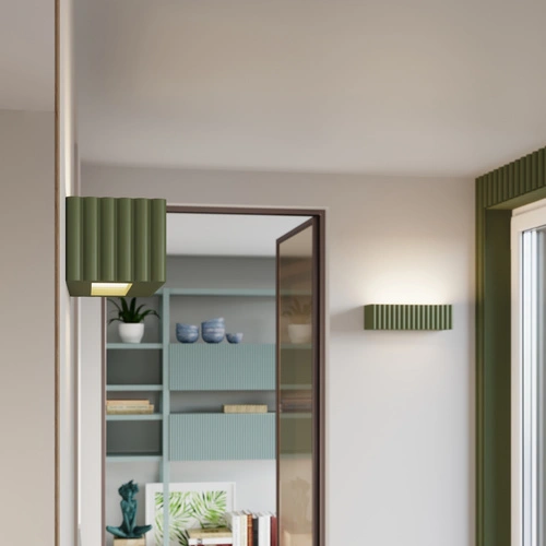 Kinkiet ścienny RIGATA zielony oliwkowy ceramiczny nowoczesny salon