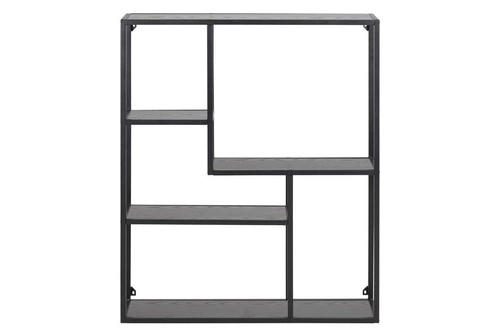 Seaford VIII regał wiszący metalowy czarny na książki i dekoracje do salonu lub biura