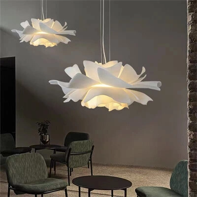 Lampa wisząca PEONY biała 50 cm nowoczesna do salonu i jadalni regulowana