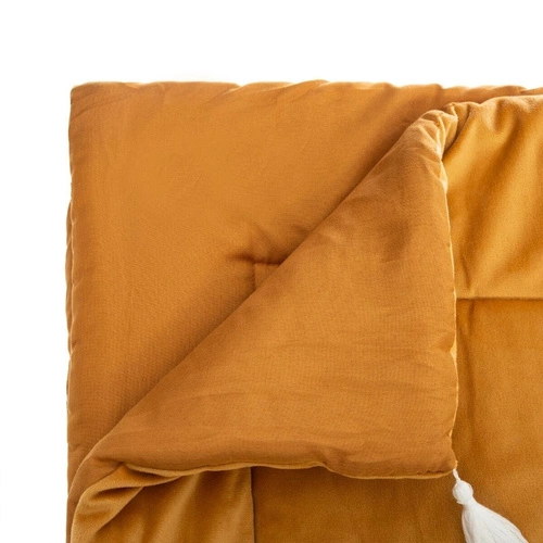 Aksamitna narzuta na łóżko 80x180 cm musztardowa nowoczesna Atmosphera do sypialni