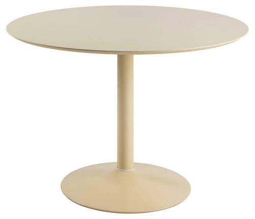 Stół okrągły do jadalni Ibiza 110 cm beżowy nowoczesny na jednej nodze Actona MDF metal