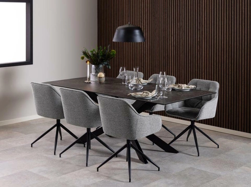 Krzesło tapicerowane Brooke obrotowe szare do jadalni i salonu nowoczesne z podłokietnikami