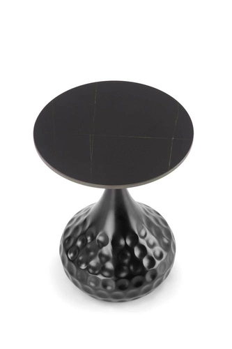 Stolik kawowy Drayden okrągły czarny marmur nowoczesny metalowy do salonu 40 cm