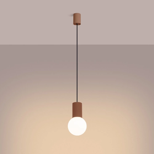 Lampa wisząca kula HALO 1 beżowa szklana do salonu nowoczesna SOLLUX LIGHTING