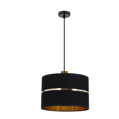 Lampa wisząca Assam czarny+złoty 1x60W  E27 abażur czarny+złoty pasek