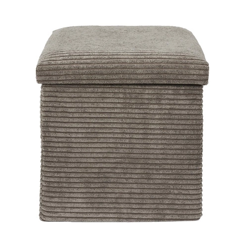 Pufa składana ze schowkiem Intesi Vels Scott szara aksamitna do salonu i przedpokoju 38x38