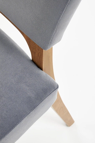 Krzesło do jadalni Remi Intesi drewniane tapicerowane szare skandynawskie dąb