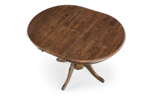 Stół okrągły rozkładany Bator 90-124 cm do jadalni vintage ciemny dąb na jednej nodze Intesi