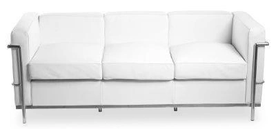 Sofa skórzana trzyosobowa Kubik D2.DESIGN biała nowoczesna do salonu lub biura 180 cm