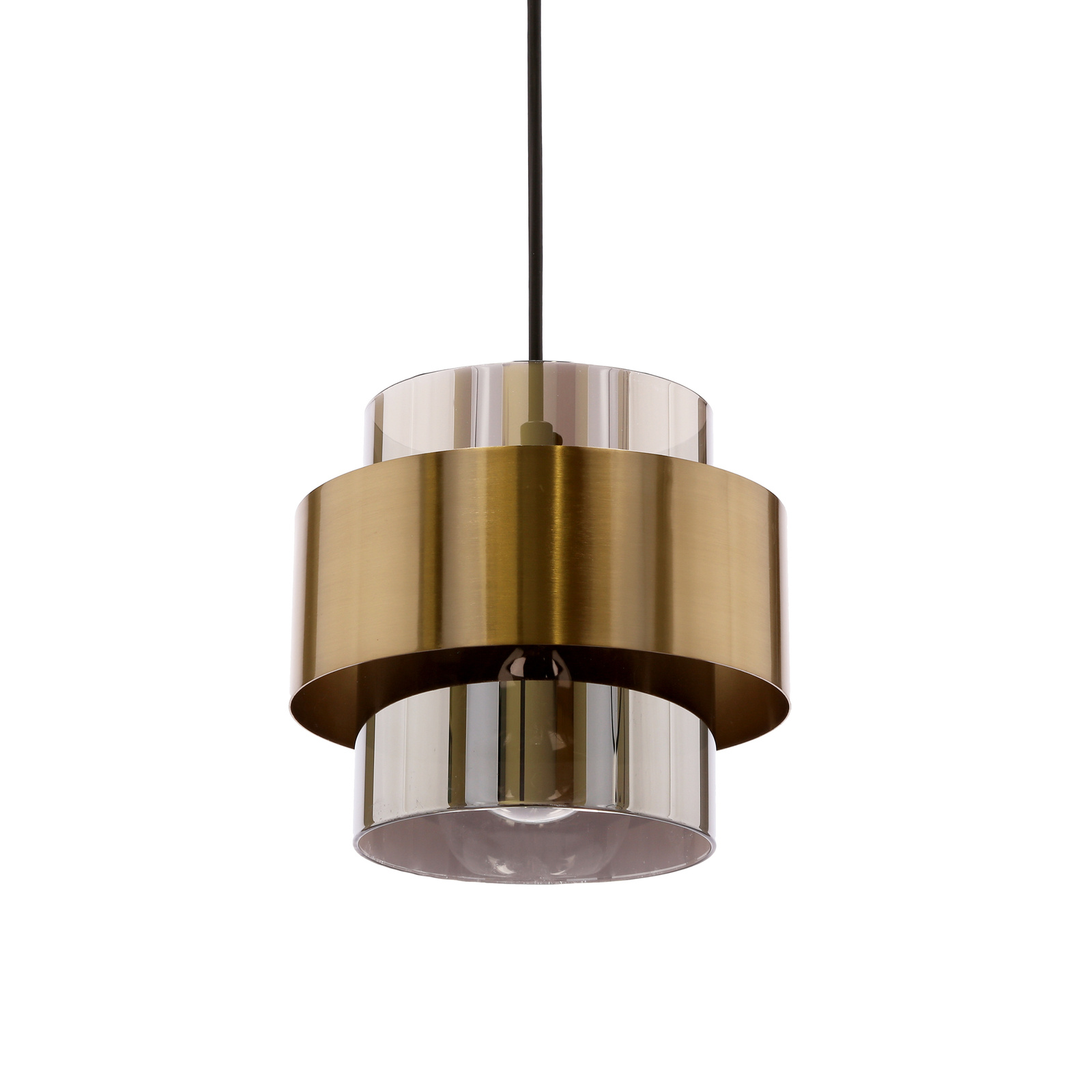 Lampa wisząca Spiega czarna ze złotem szklana regulowana do salonu i nad stół