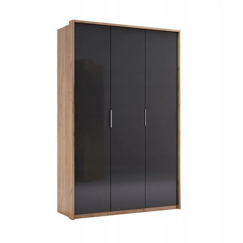 Szafa Lana 3-drzwiowa nowoczesna dąb szary z półkami i drążkiem do sypialni