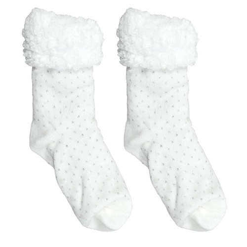Skarpetki damskie Intesi białe z srebrnym motywem, ciepłe i przyjemne w dotyku, nowoczesny styl