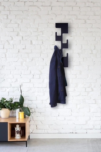 Wieszak ścienny metalowy Zip czarny nowoczesny do przedpokoju i garderoby Intesi