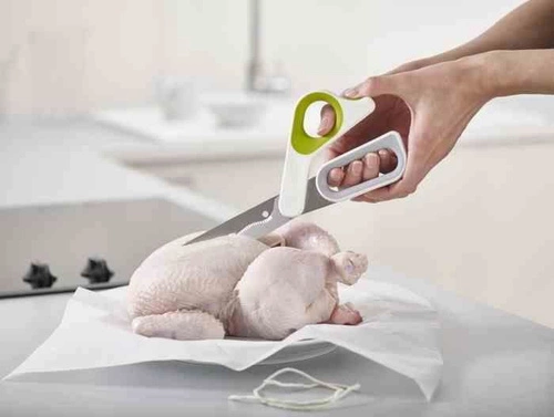 Nożyczki kuchenne PowerGrip Joseph Joseph ostre do mięsa i warzyw białe zielone