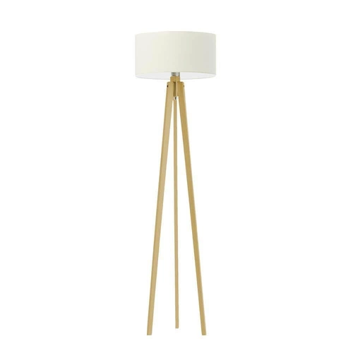Lampa podłogowa MIAMI abażur ecru stelaż dębowy