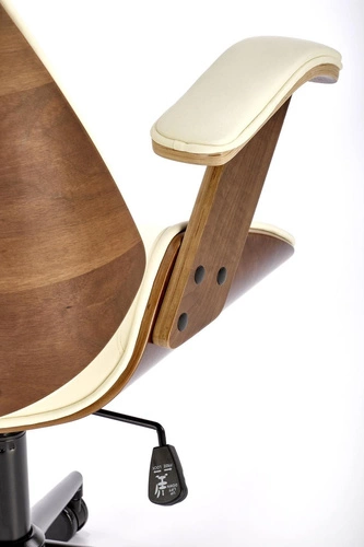 Fotel biurowy ergonomiczny Halid kremowy orzechowy z zagłówkiem nowoczesny do biura Intesi