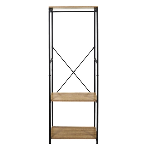 Lukis nowoczesny wieszak stojący do przedpokoju z półkami loft metal czarny brązowy Intesi