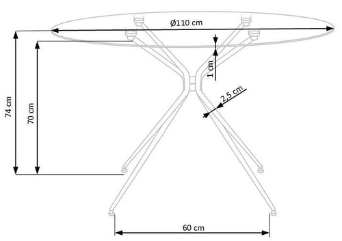 Stół okrągły do jadalni glamour Dore Intesi szklany transparentny złoty 110 cm