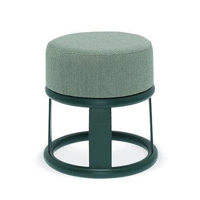 Pufa Likewise FAMEG okrągła skórzana na drewnianej podstawie do salonu nowoczesna 45 cm